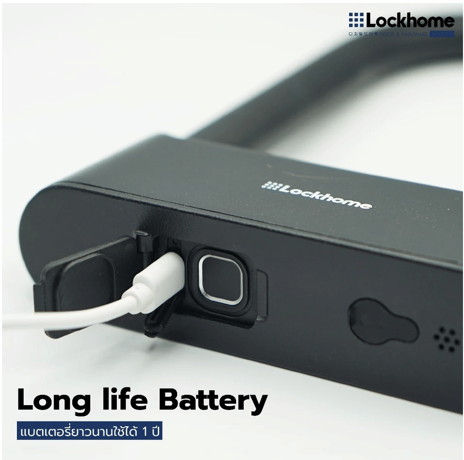 กุญแจคล้อง สแกนลายนิ้วมือ LOCKHOME รุ่น LH618 ปลดล็อกผ่านบลูทูธ สีดำ_1